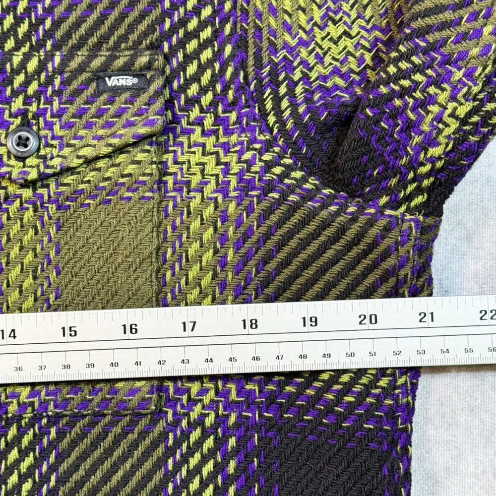 Vans Mens Small Classic Fit chunky knit Shirt Olive Green Purple Textured Cotton - Picture 6 of 8